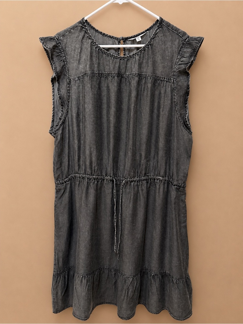 Time and Tru Washed Black Sleeveless Tiered Denim Dress